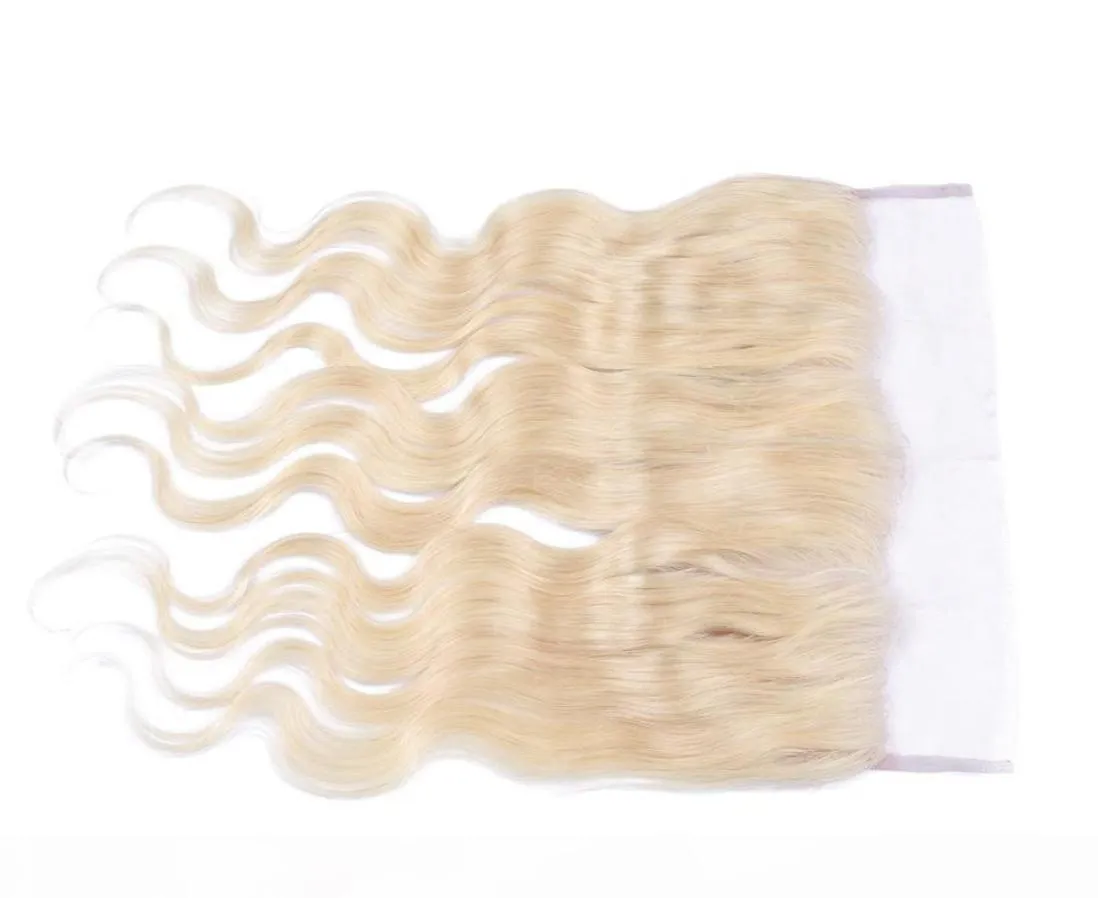 613 Blond Virgin Brazylijskie włosy 13x4 Ucha do ucha Pełne koronkowe frontale z włosami dla niemowląt Bleach Blond Fave Fave Fave Closs8113443