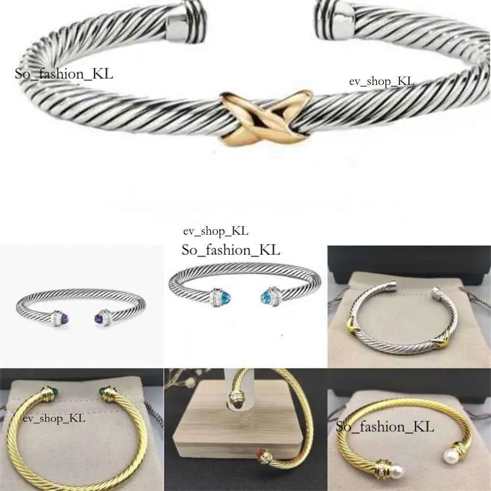 Bracelet Dy Davidjersey Twisted Designer Top Trending Gifts Women Diamond Fashion Versatile Twist Bracelets Luxury 925 Sterling Silver Jewelry Set Plated 263