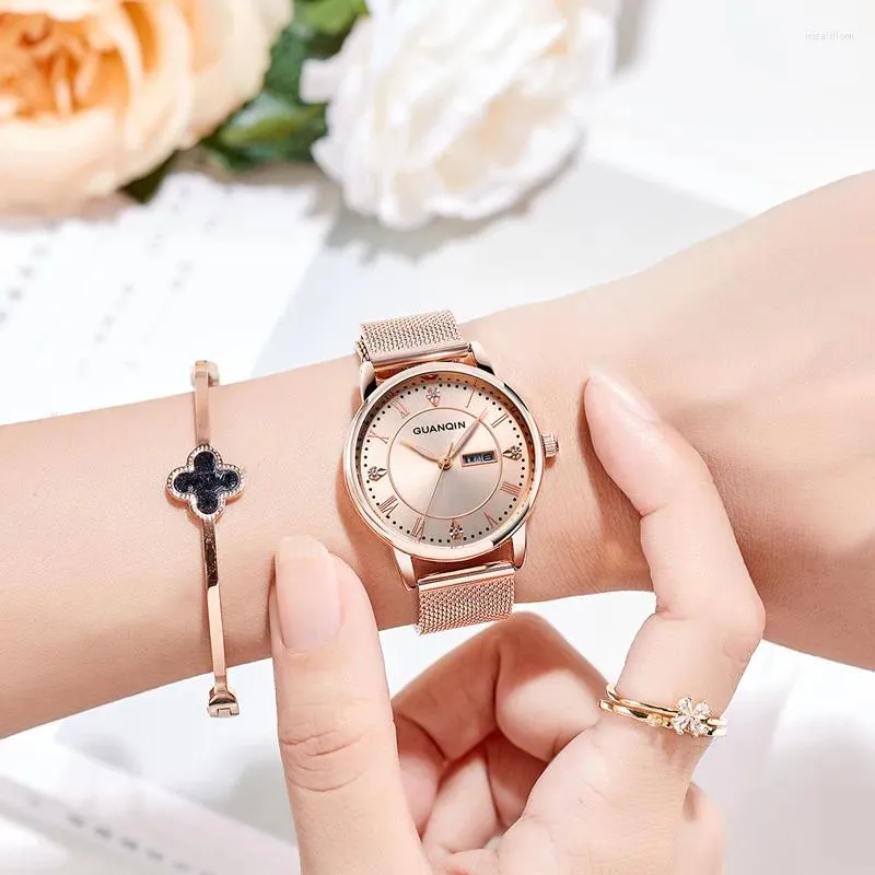 Wristwatches Diamond-set Mesh Watch Waterproof Quartz Stylish Minimalist Women's