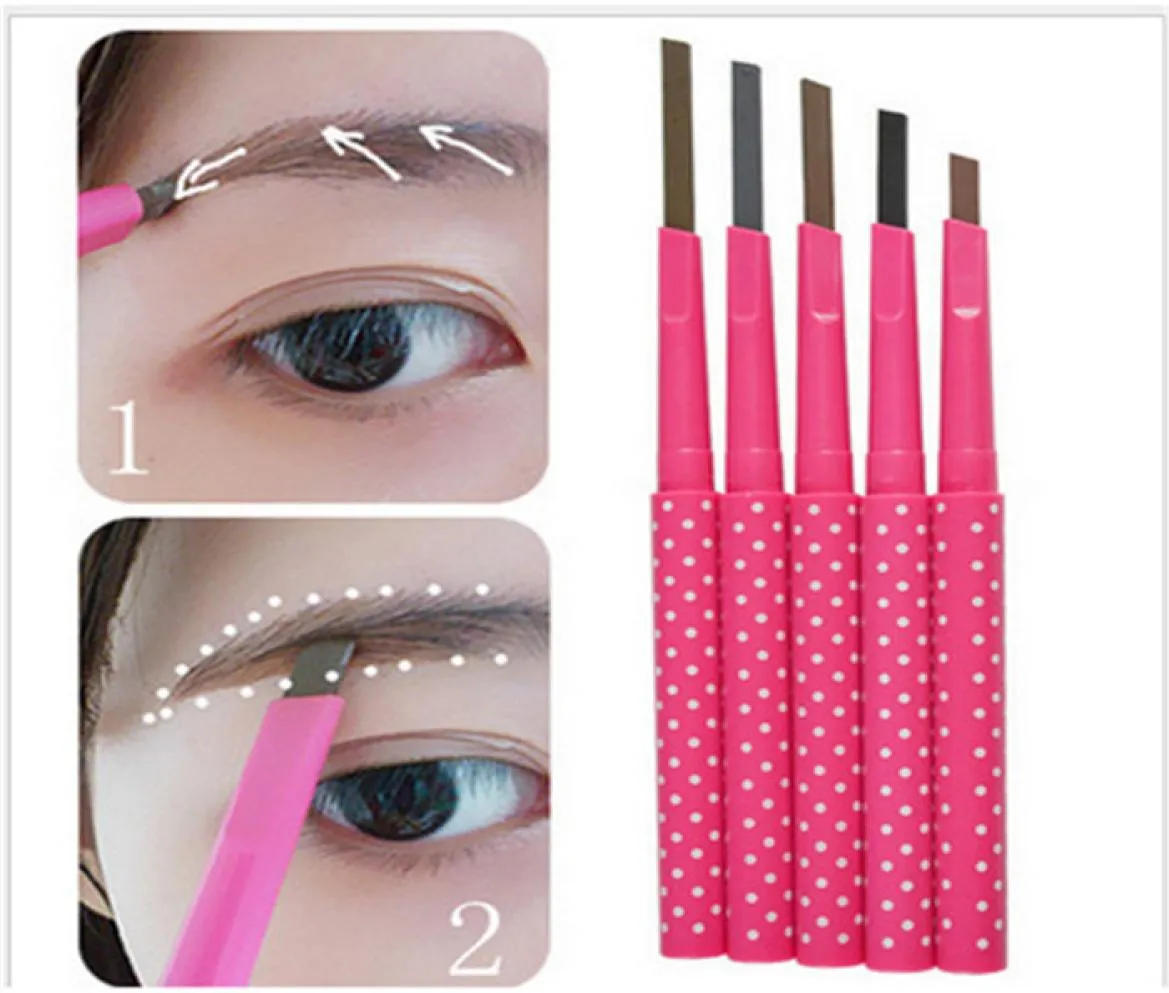 Makeup Brwi Enhancers Liner Ołówki wodoodporne brązowe ołówek Automatyczne obrót Kwadrat Cut Delicate No Blooming 5 kolorów4699935
