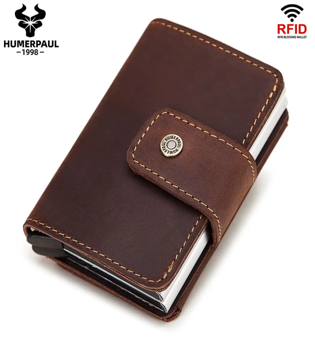 2020 Aluminum Credit Card Holder Anti Rfid Mens Double Cardholder Case Fashion Short Male Coin Purse RFID Blocking Card Wallet1631275