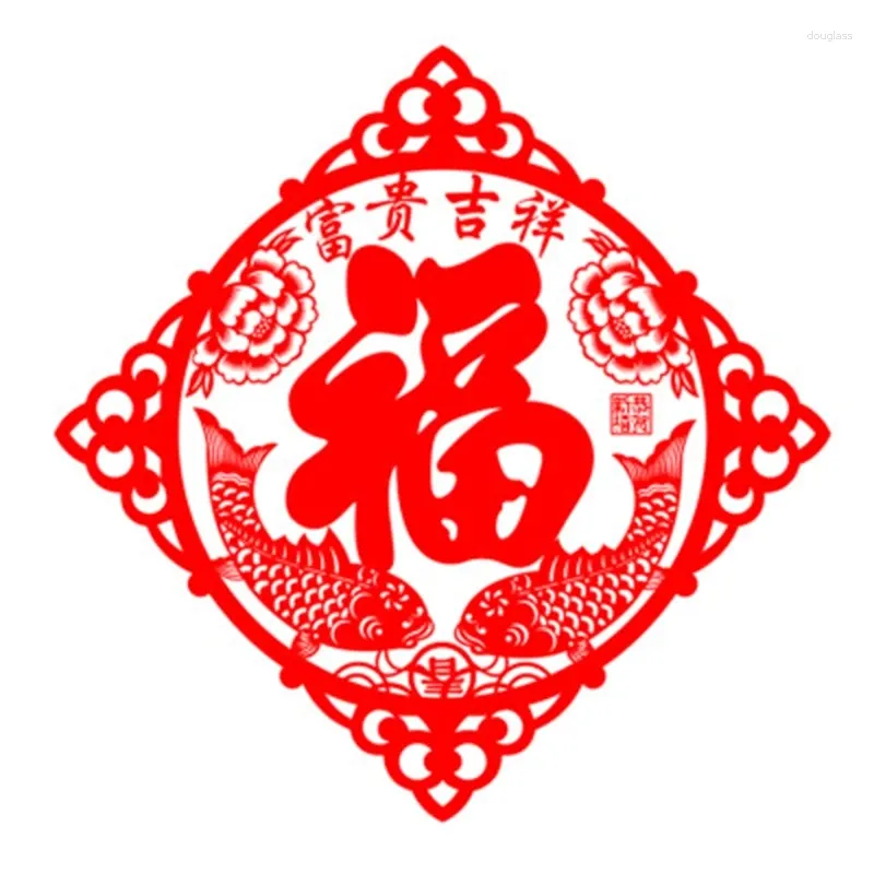 Wall Stickers Chinese Year Dawang Paper-Cut Decorations FU Word Red Window Sticker On Glass Windows Doors