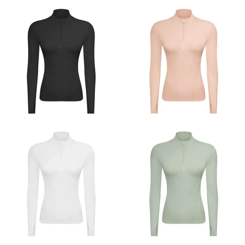 Half L_206 Zip Long Sleeve Yoga Tops Cropped Sweatshirts Slim Fit Stand-Up Neck Shirts