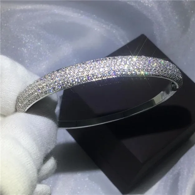 Brand Fashion Pave Установка 300pcs Diamond Baguette Bracelet Big Shinning Bangle для женщин свадебные accessaries7516553