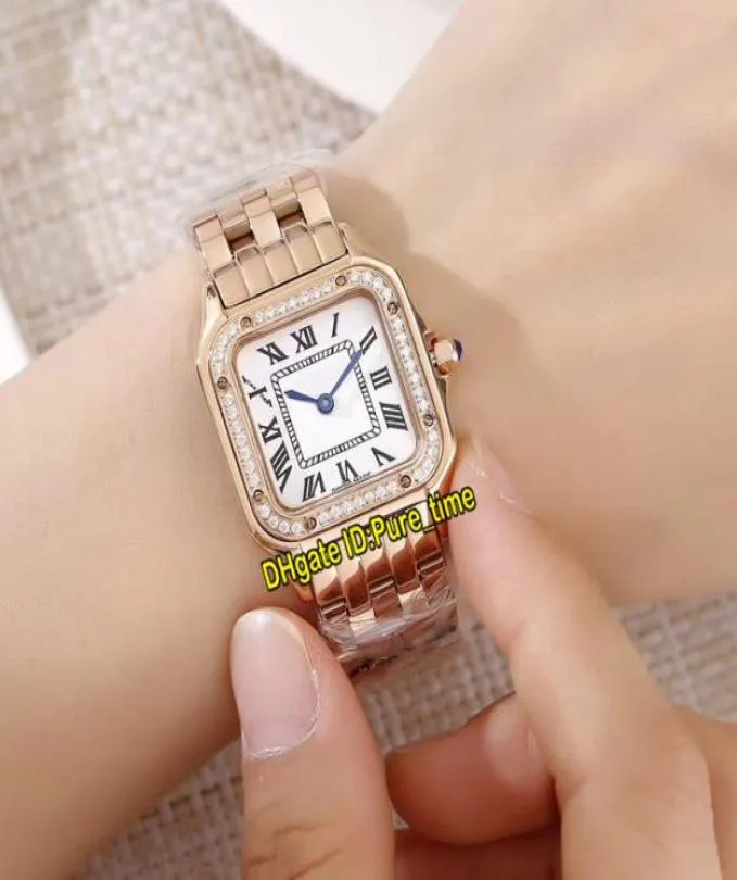 Nouvelle panthére 27 mm W3PN0007 White Dial Swiss Quartz Femmes Watch Diamond Mezel Rose Gold Bracelet Sapphire Ladies Fashion Watches P4975609