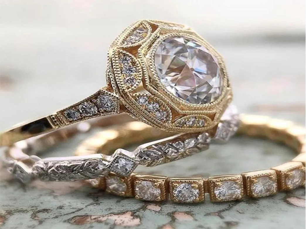 2021 Llegada Luxury Princess 925 Ring de boda de plata esterlina Juego de bodas para mujeres Joyas de regalo de aniversario Bulk Sell9571378