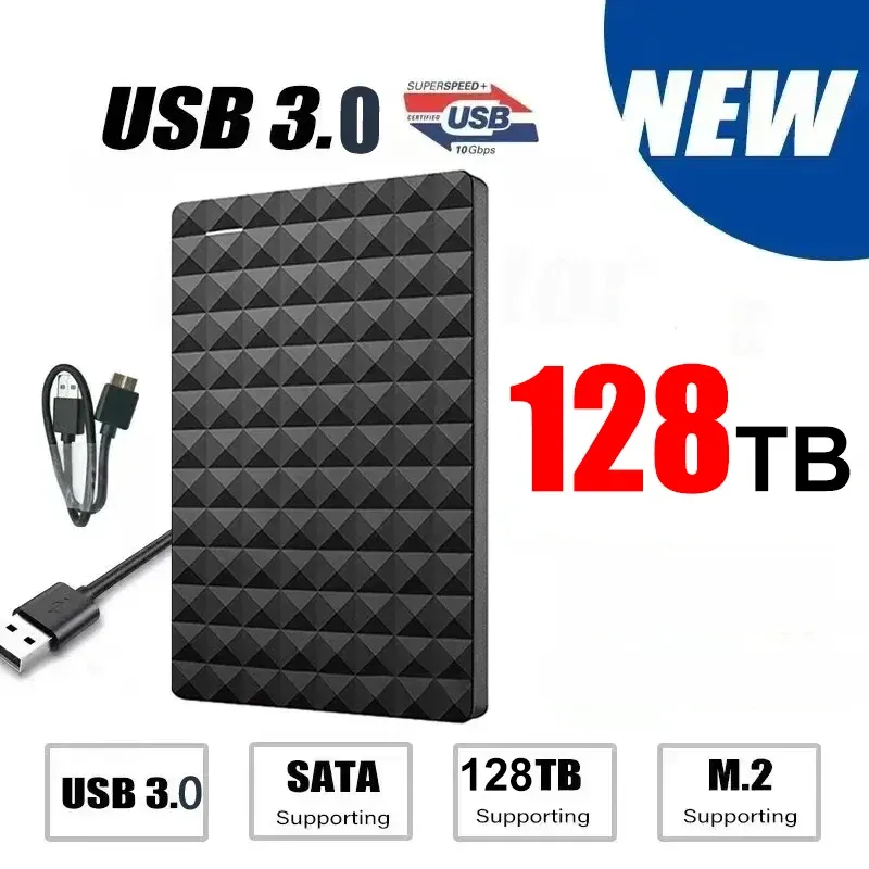 エンクロージャー128TB SSD HDD 32TB HighSpeed Hard Drive 2TB 4TB USB3.0外部SDD容量コンピューターPS5 PS4ポータブルの外部ハードディスク