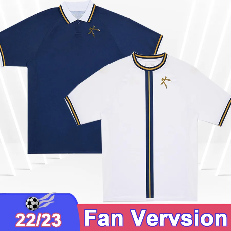 22 23 Kallithea Athene Soccer Jerseys Home Blue Away Wit Witte Korte Mouw voetbalshirt Volwassen uniform