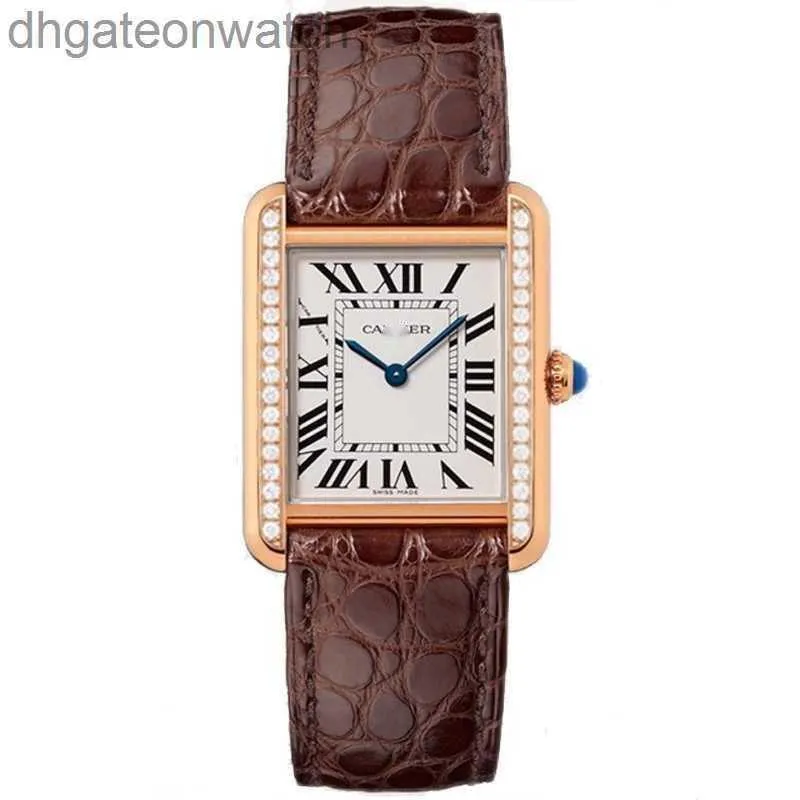 Élégants Carter Designer Watches for Men Women Tank Series 18K Rose Gold Set Anglais Montre en anglais pour femmes Montres en cuir masculin avec le temps