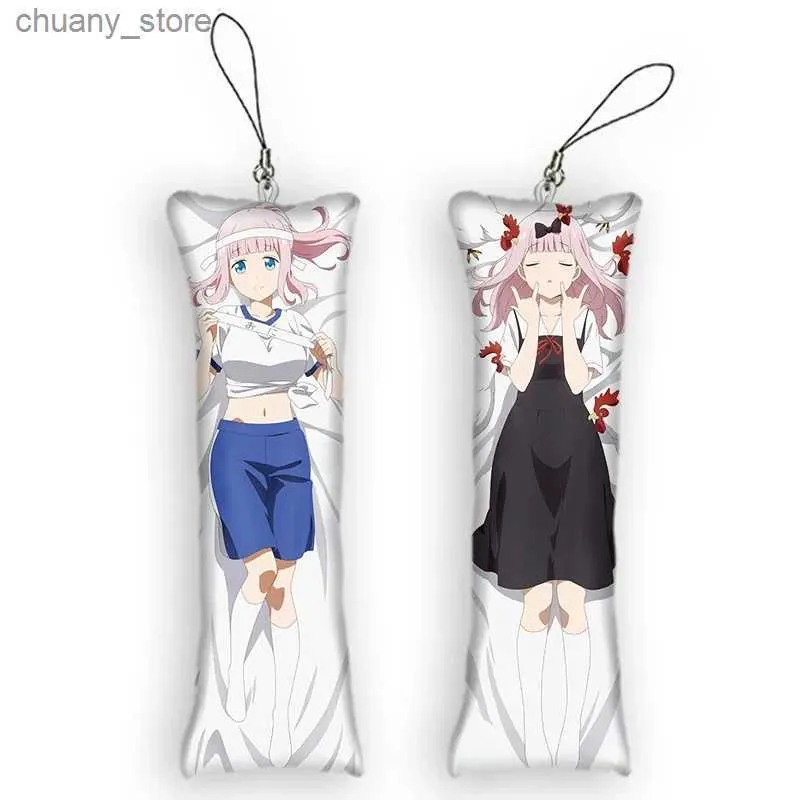 Kreki Lanyards 4x12cmKaguya-sama Love Is War Mini Dakimakura KeyCkain Śliczne Fujiwara Chika Chika Sain Cain Pendant Otaku Bag Wiselanty Y240417