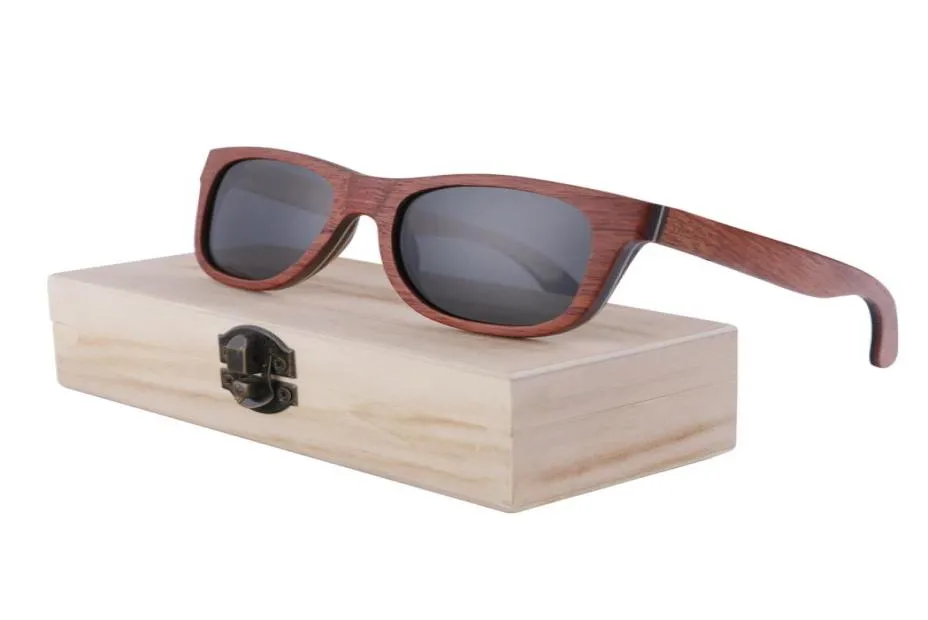 Polarized Sunglasses Women Men Layered Skateboard Wooden Frame Square Style Glasses for Ladies Eyewear with bamboo Box4487091