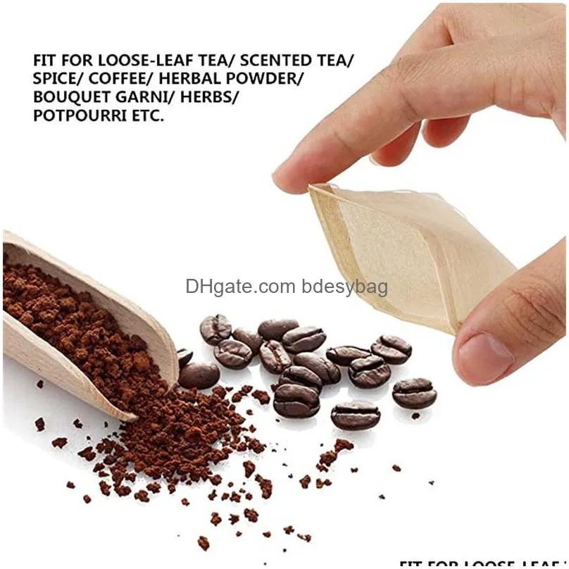 Coffee & Tea Tools 100Pcs/Lot Filter Bags Natural Unbleached Paper Wood Pp Material For Loose Leaf Drop Delivery Home Garden Kitchen, Dhvwk