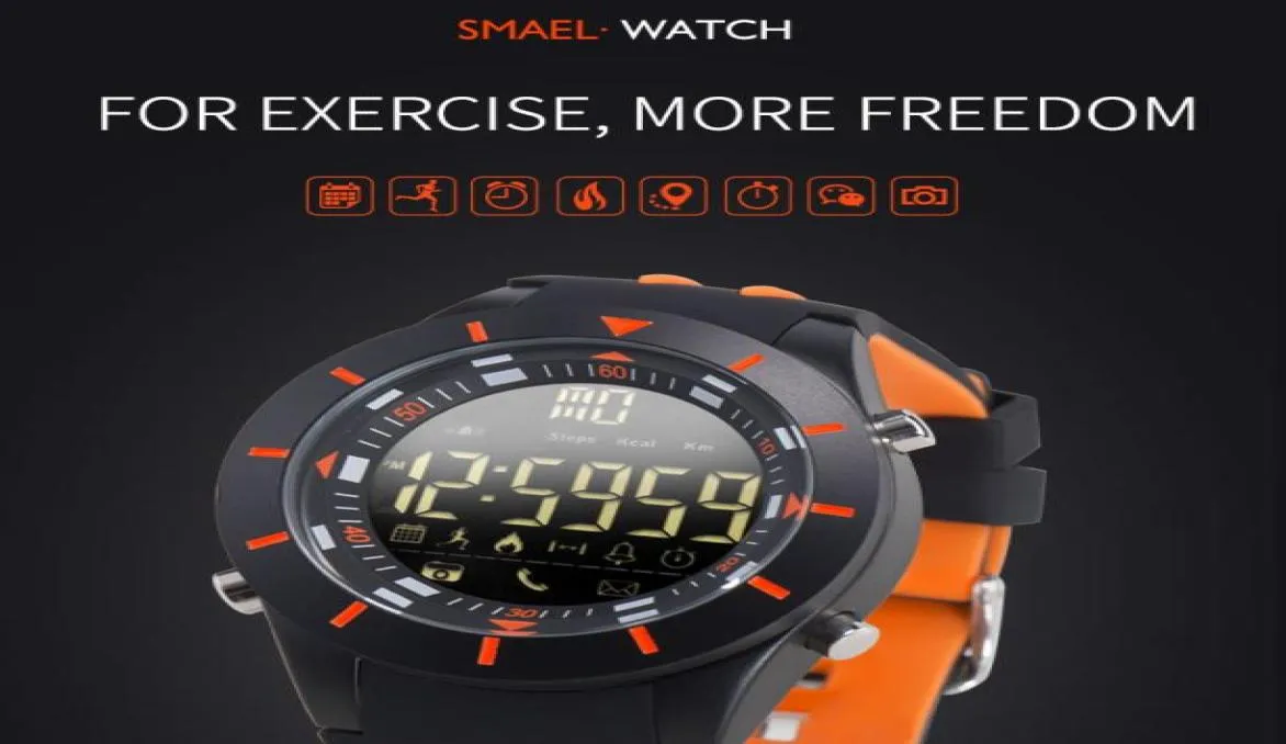 Smael Digital Birstwatches Водонепроницаемые большой циферблат светодиодный дисплей Spectwatch Sport Outdoor Black Clack Shock светодиодные часы силиконовые мужчины 8002 C4741837