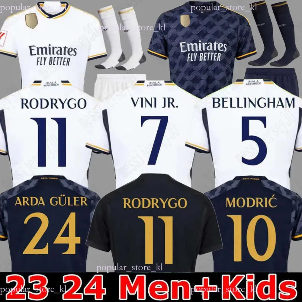 23/24 Jerseys de futebol de jersey do Real Madrid 2023 2024 Camisa de futebol Real Madrids Rodrygo Camisetas Men Kit Kit Uniforms Fãs Jogador 6