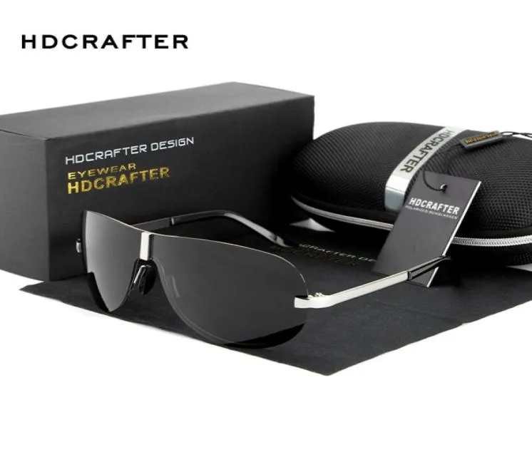 HDCRAFTER Rimless Sunglasses men Polarized UV400 design pilot goggle driving sunglasses for men male classic6289164