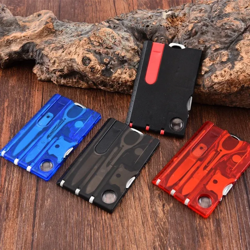 Hot 12 in 1 tasca Pocket Credit Card Portable Multi Tools Attrezzatura da campeggio di sopravvivenza all'aperto 1 Box Codice escursionismo portatile EDC Strumento Gear