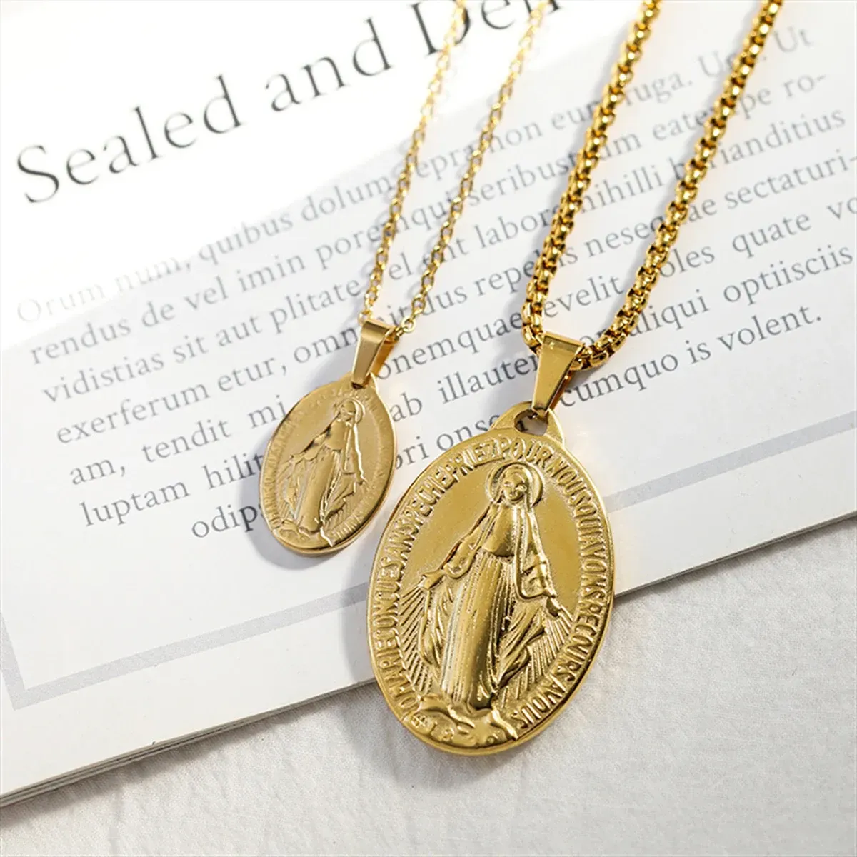Necklaces Pendant Necklaces Catholic Virgin Mary Our Lady Miraculous Medal Charm 14k Yellow Gold Oval Only Pendant for Necklace Jewelry Maki