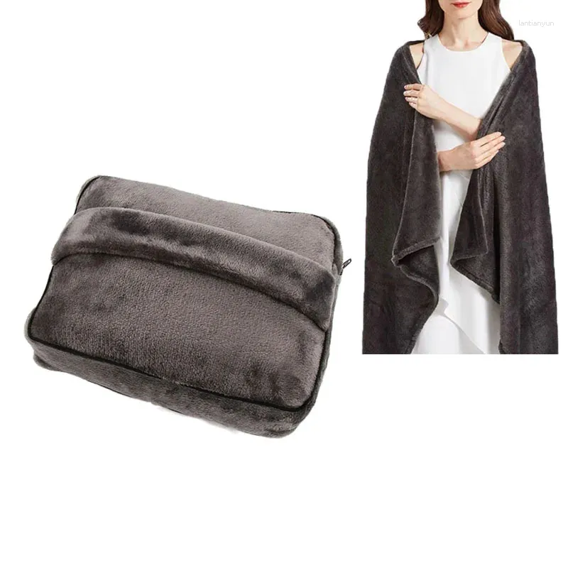 Blankets Portable Travel Blanket Soft Coral Fleece Foldable 2 In 1 Airplane Cushion Pillow With Bag Car 100x150cm