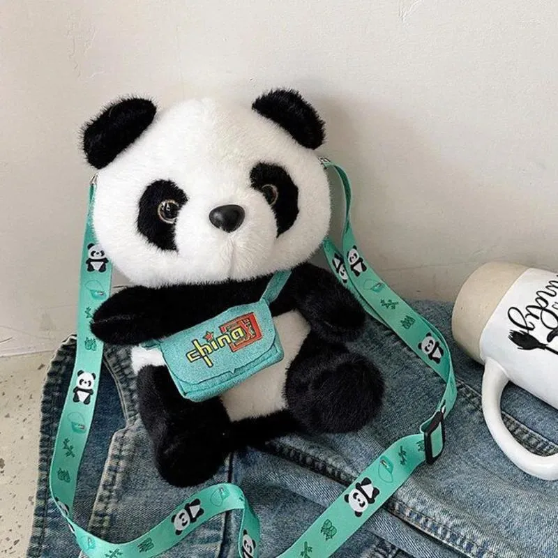 Сумки для хранения милая панда плюшевая сумка по кроссовым купам маленькая кабачка девочки Kawaii мультфильм мягкий пушистый мини -кросс для тела плеч