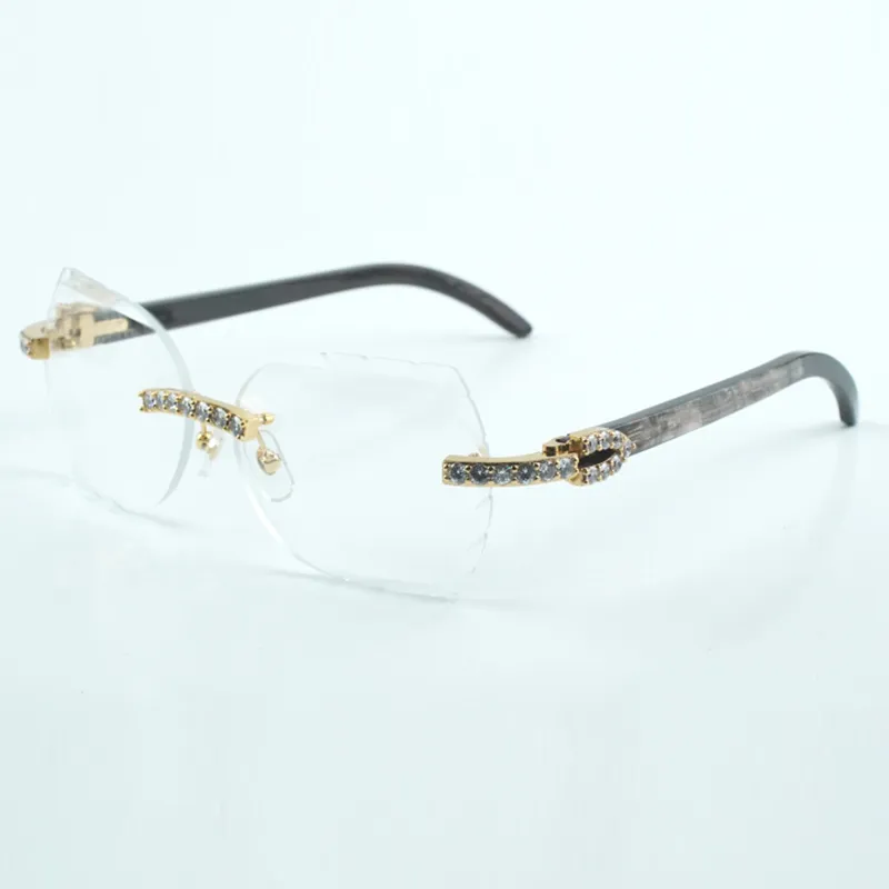 Заводские прямые продажи модных роскошных классических XL Diamonds и Cut Clear Lens 8300817 Натуральный черный текстурированный размер ноги буйвола 60-18-140 мм