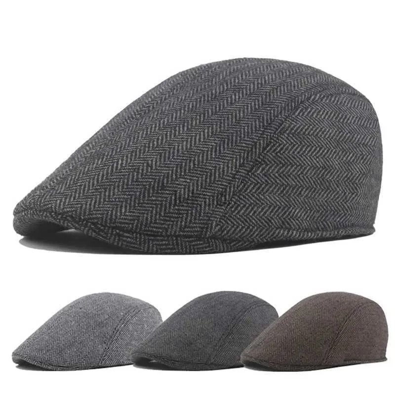 Beret Casual Painter Newsboy Cap Spring Summer Beret Cap For Men Women Herringbone Visor szczyt czapki solid kolorowy kapelusz starych mężczyzn D240417