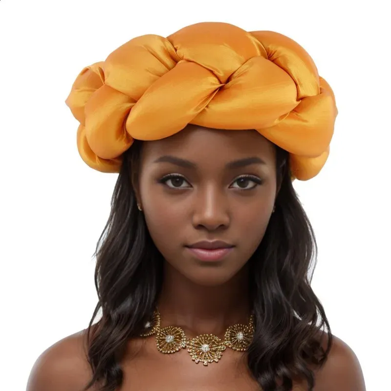 Exaggerated Big Braid Head Band African Raw Silk Turban Cap  display picture 1