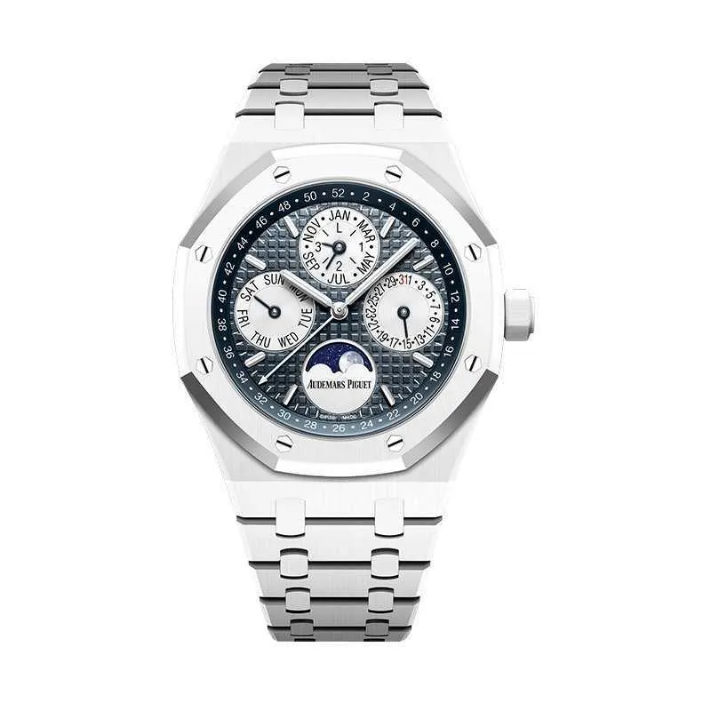 Designer Watch Luxury Automatic Mechanical Watches Series Mens White Ceramic Perpetual Calendar 26579cb Movement Wristwatch