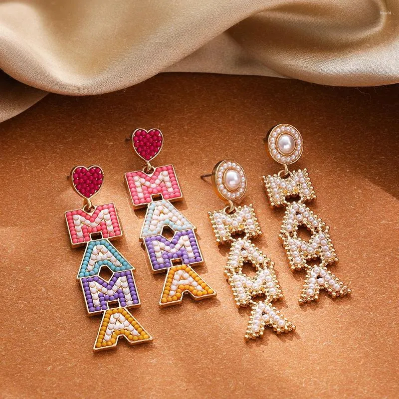 Orecchini a pennagliere imitazione alla moda perle perle mamma per donne colorate perline drop orecchino gioiello