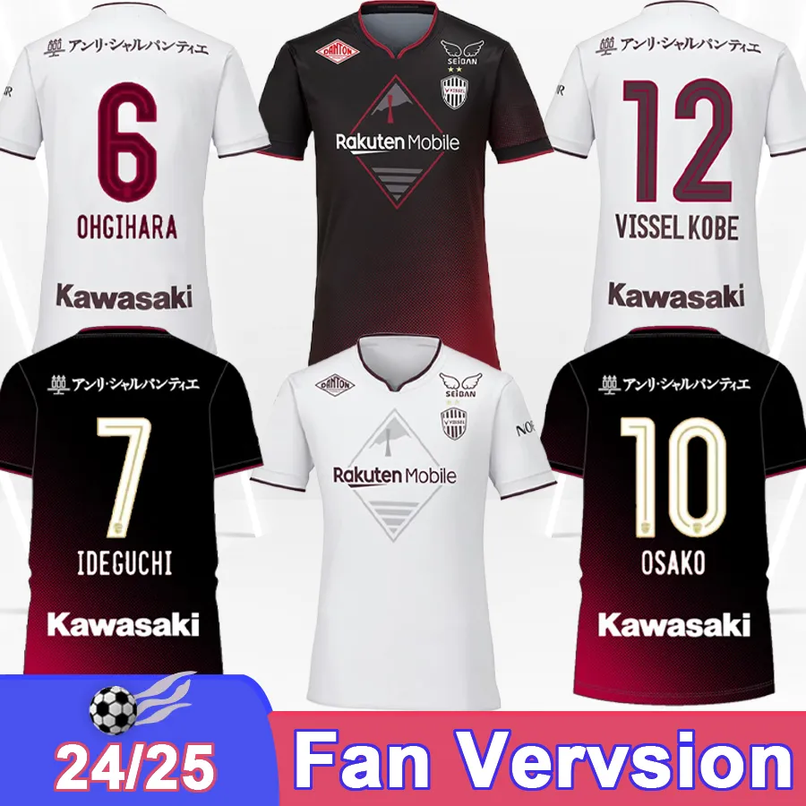 24 25 Vissel Mens Soccer Jerseys Kobe Nanasei Yamakawa Ogihara Osako Yuruki Saito Arai Ryo Honda Home Away Football Shirts Dorosły mundury