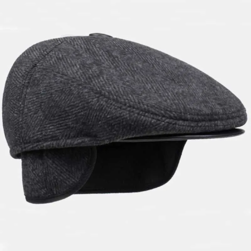 Boinas HT1852 Men Cap Hat Hat Classic Autumn Winter Hat vintage Boina plana Boneira A quente Ivy Newsboy Cap casual earflap Dad Hat Beets For Men D240417