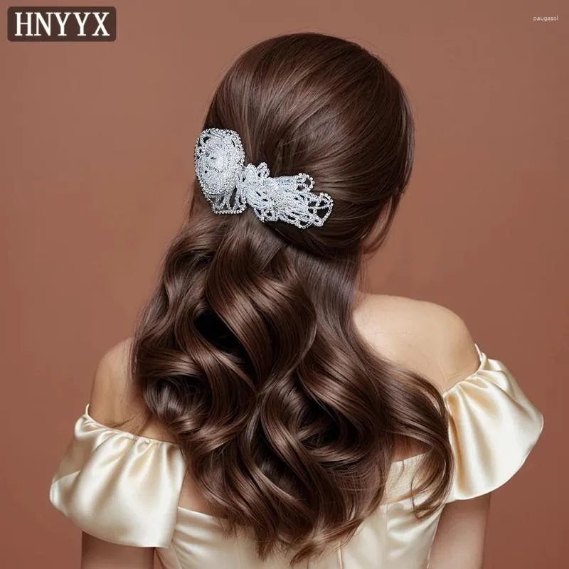 Clip per capelli Hnyyx Crystal Flower Cashclip Shiny Rhinestone Hairpin Fashion Luxury Accessori di Tiara Wedding Women A109