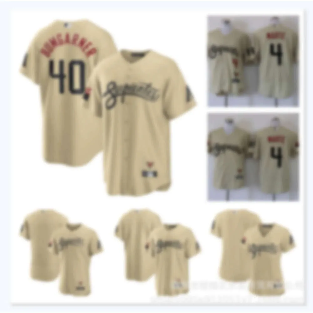 Baseballtröjor Rattlesnake Bumgarner#40Marte#4 Beige Elite City Player Name Uniform