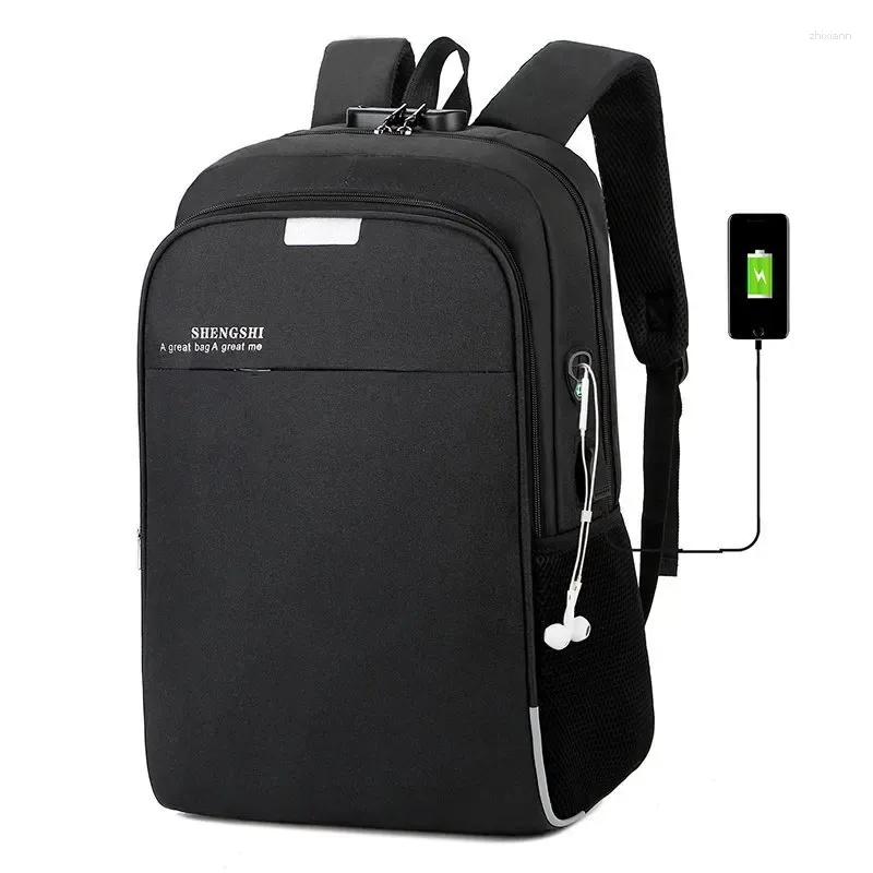 Backpack 15.6 "Lock de senha Bolsa de computador anti-roubo Saco de grande capacidade para a escolar