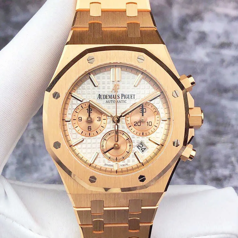 Designer Watch Luxury Automatic Mechanical Watches Series 26315or Date Chronograph 18K Rose Gold Large Check Dial Movement Wristwatch