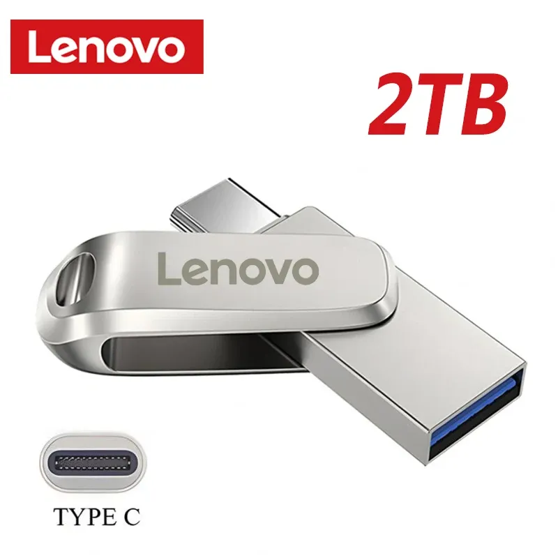 Adapter Lenovo 2TB USB USB 3.0 Typec Interface 1TB 512GB Festplatte Telefon PC Mutuelle Getriebespeicherausrüstung Tragbarer USB -Speicher