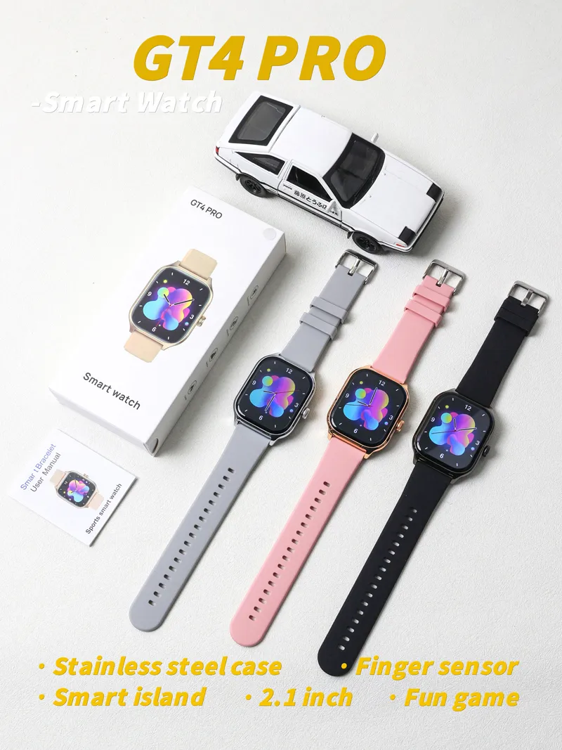 GT4 Pro Smart Watch 2.1インチHDフルタッチスクリーンBT音楽を呼ぶInteligente防水フィットネストラッカー心拍数監視スマートウォッチ