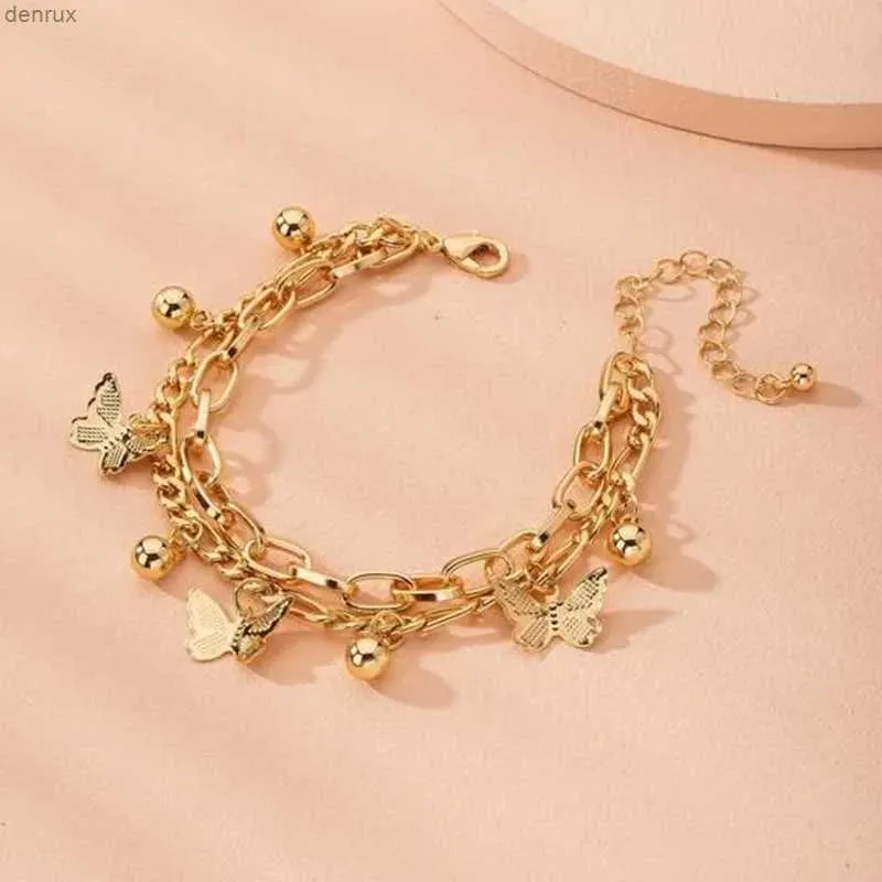 Bangle Butterfly Armband Woman Layed Girl Armband Tassel Fashion ClaVicle Chain Lady Party European Zinc Eloy Collares Womanl240417