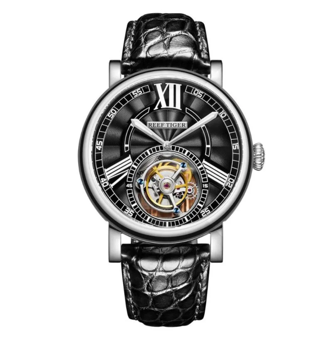 Reef TigerRT Luxury Watches For Men Tourbillon Automatic Steel Alligator Strap Waterproof Casual Watch RGA1999 Wristwatches5392349
