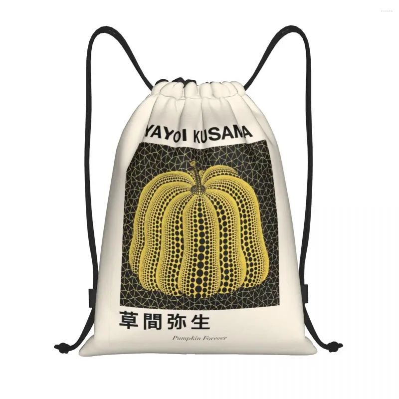 ショッピングバッグYayoi Kusama Pumkin Forever Drawstring Bag Men Men foldable Sports Gym Sackpack Abstract Art Storageバックパック