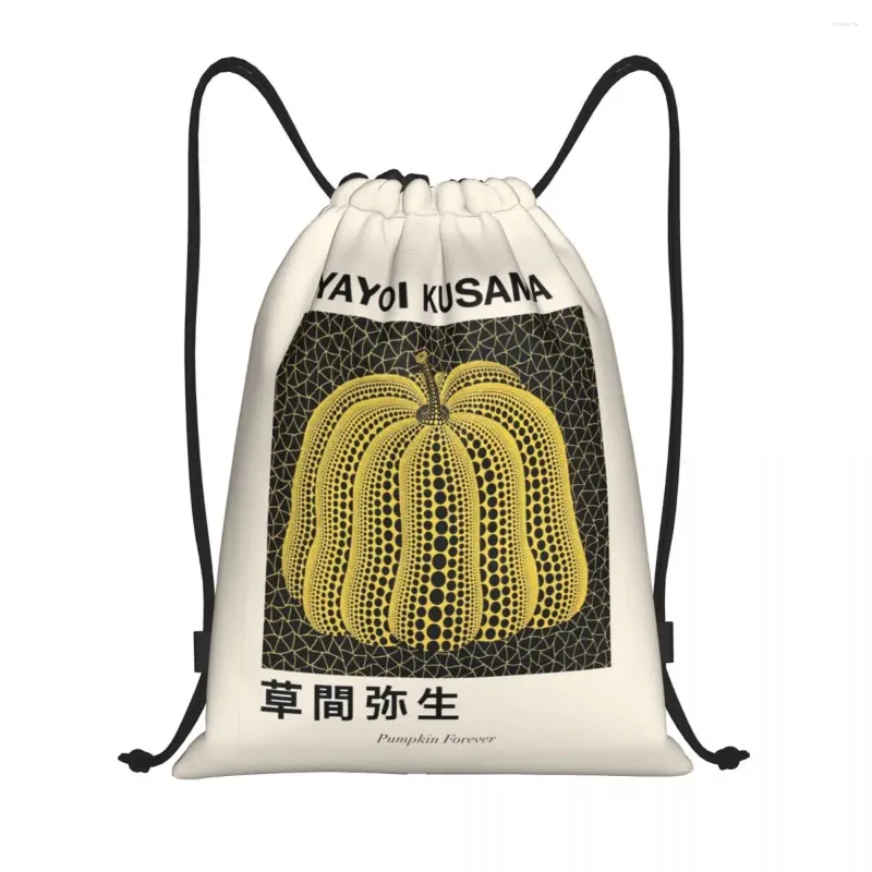 Sacos de compras yayoi kusama pumkin saco de cordão para sempre homens mulheres esportes dobráveis ginástica sackpack abstract storage storage mochilas