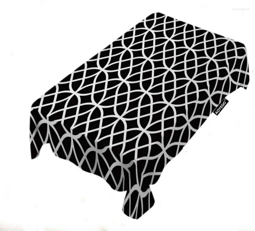 Bordsduk svart vita cirklar bordduk hem geometriska linjer ränder monokroma trasor