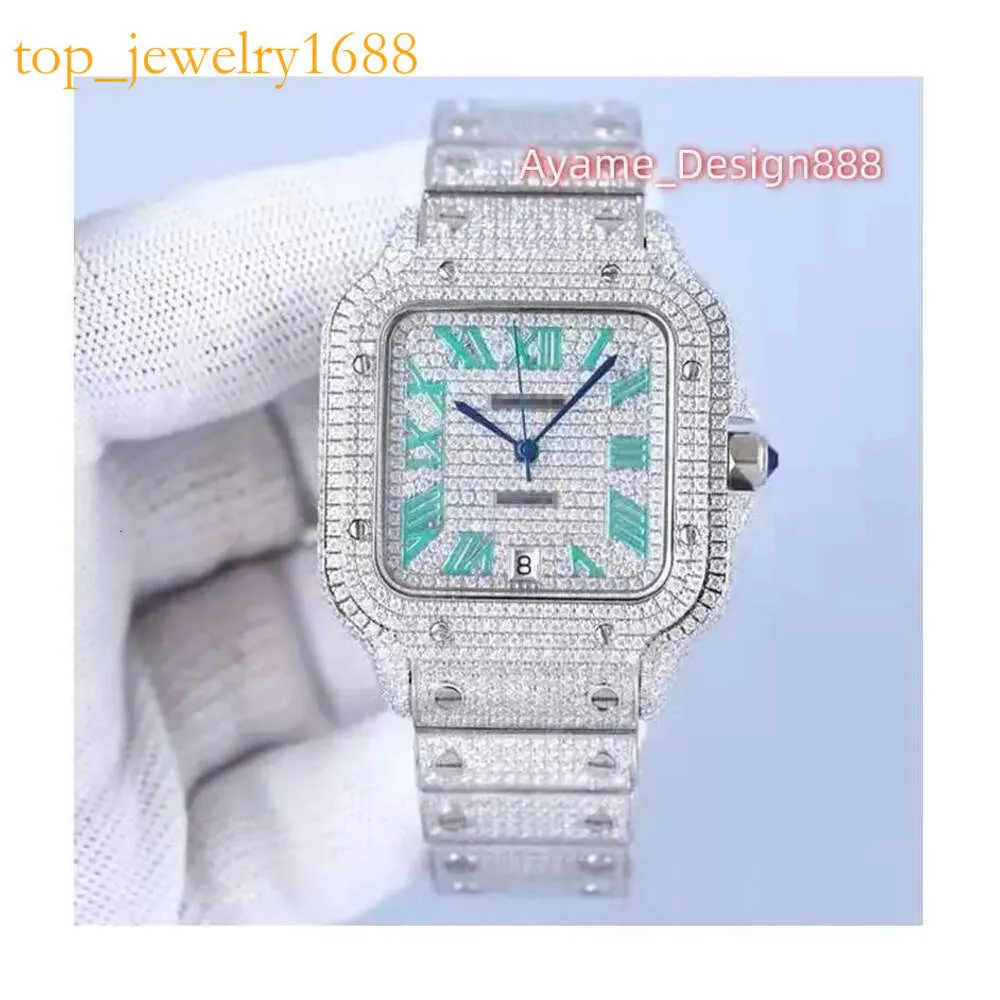 DHgate Luxury Moissanite Flooded Iced Out Round Princess Baguette Diamond Watch Watches