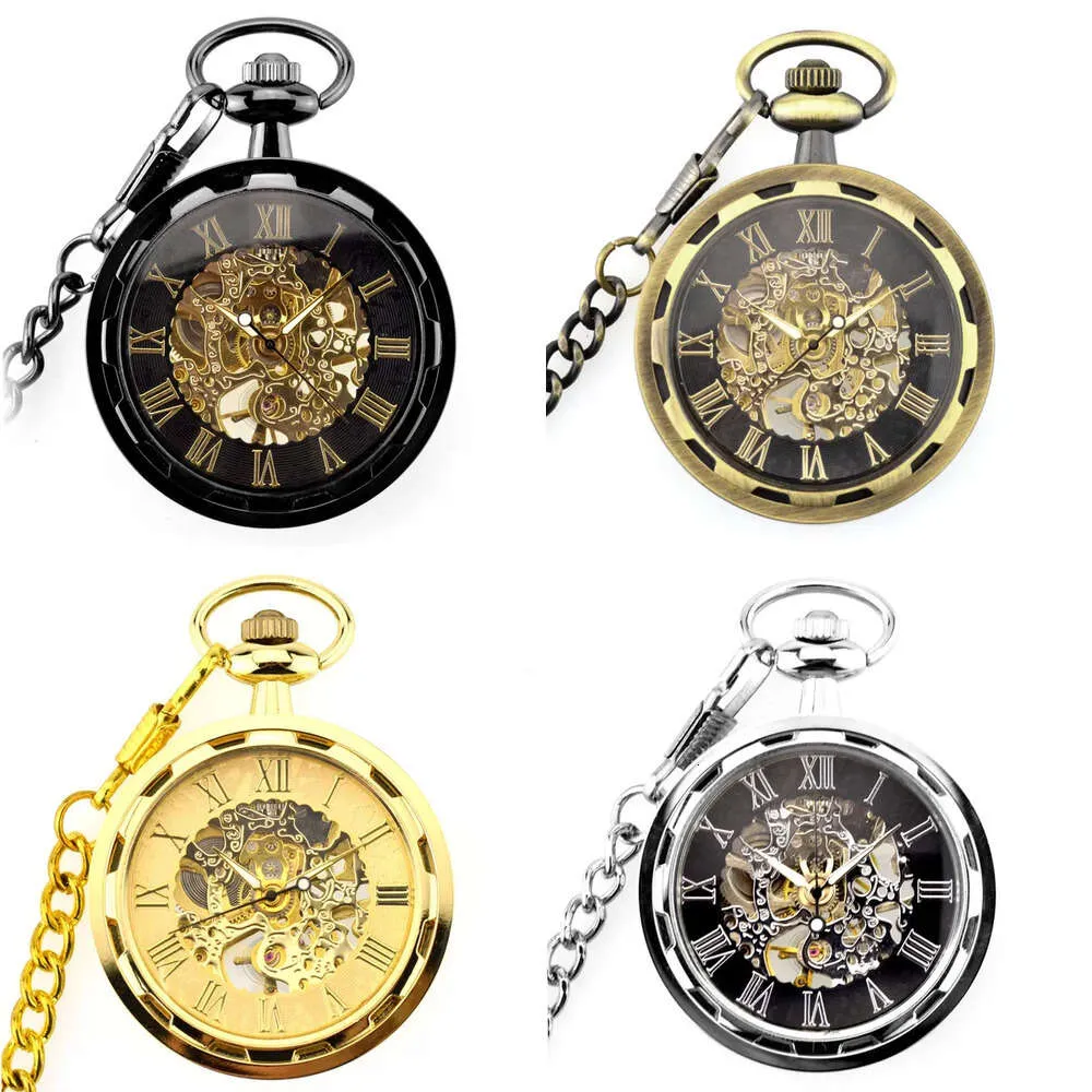 Classic Antique Skeleton Hollow Mechanical Watches Hand Winding Mechanical Pocket Watch