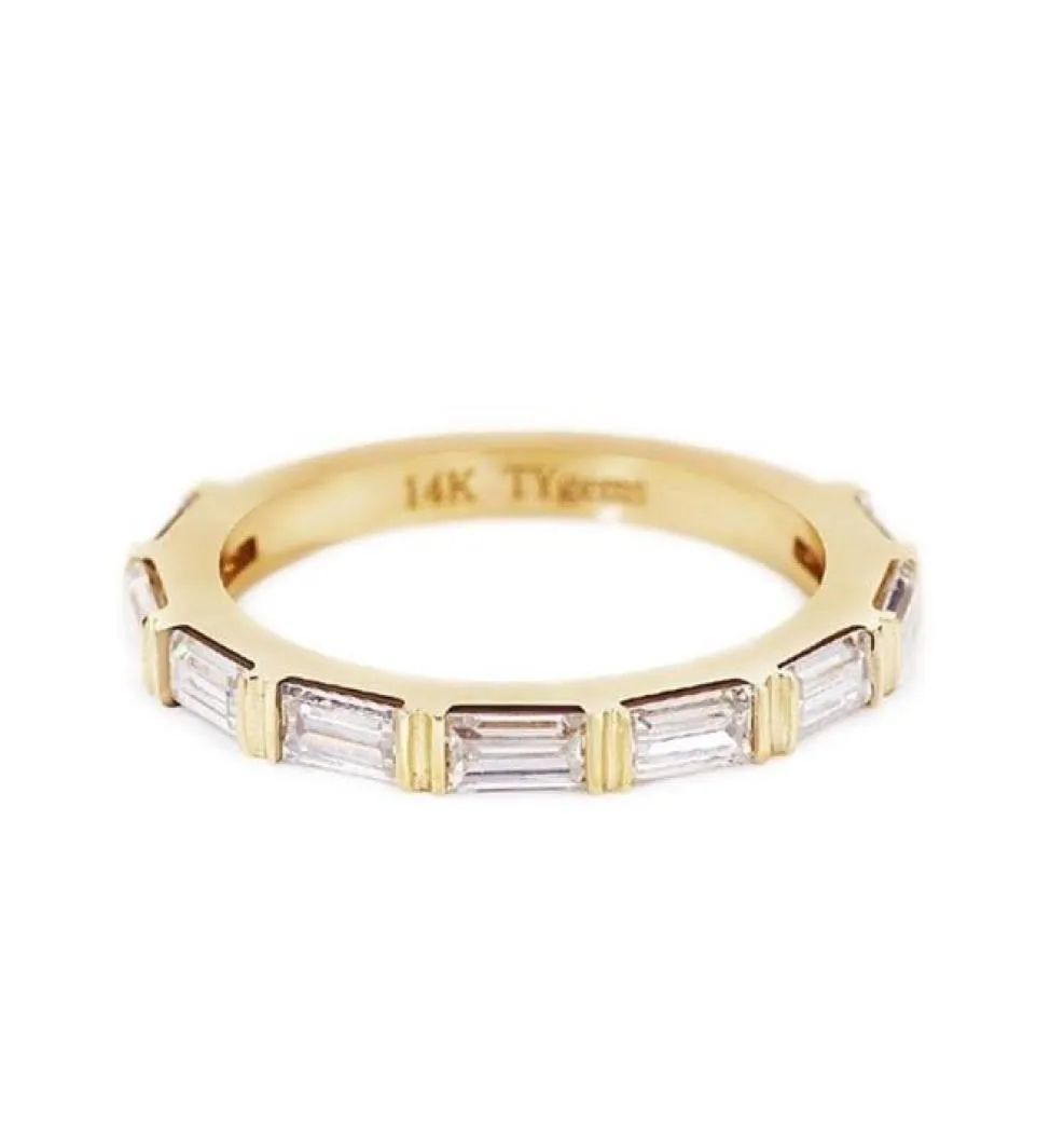 Wedding Rings Tianyu edelstenen stokbrood Def Diamond Band 2x4mm ring 14K18K Yellow Gold Classic Finger For Women 2208267410053