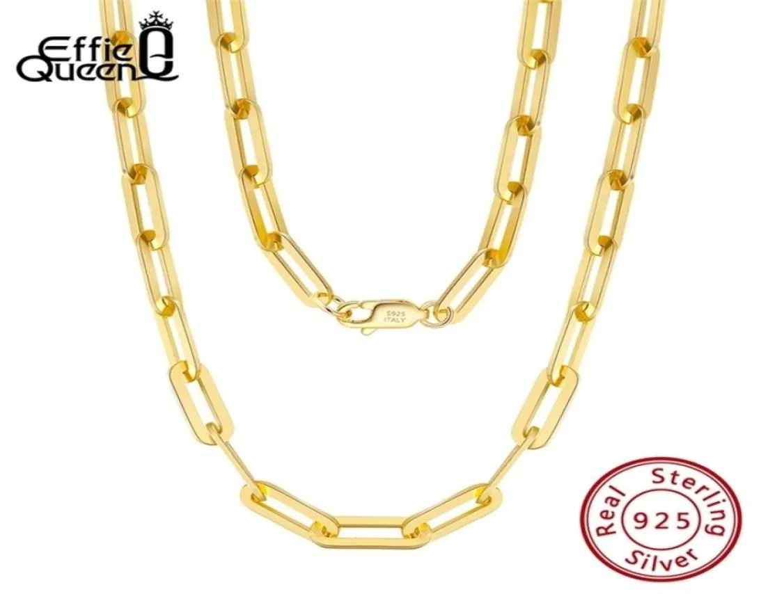 Effie Queen Italien Paperclip Chain Link Collier 925 STERLING Silver 14K Gold 16quot 18quot 22quot pouces Colliers pour WOM7974277
