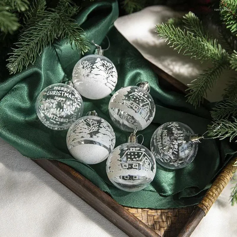 Украшение вечеринки прозрачное рождественское диаметр мяча 6 см коробки белый синий цвет нарисованное английское акриловое дерево висеть