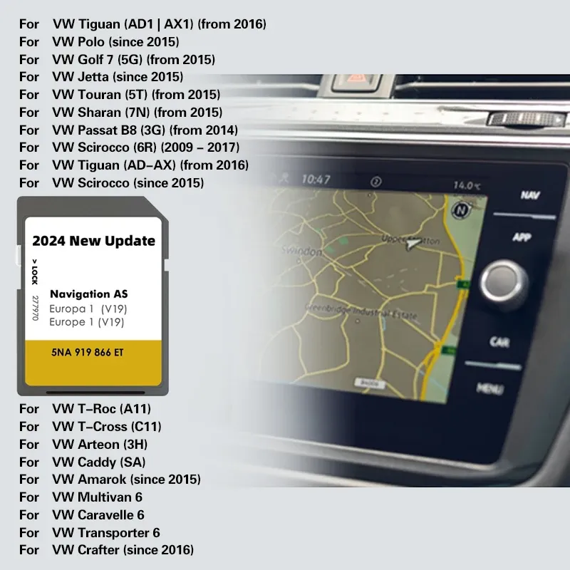 Cartões novos para VW Discover Media Navegion como v19 mapa uk Europa 2024 SAT NAV SD CARD 32GB