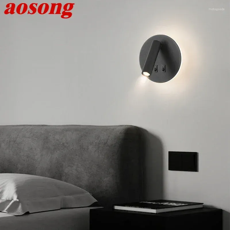 Wall Lamp AOSONG Contemporary Indoor Living Room Bedroom Bedside Nordic Art El Corridor Hallway