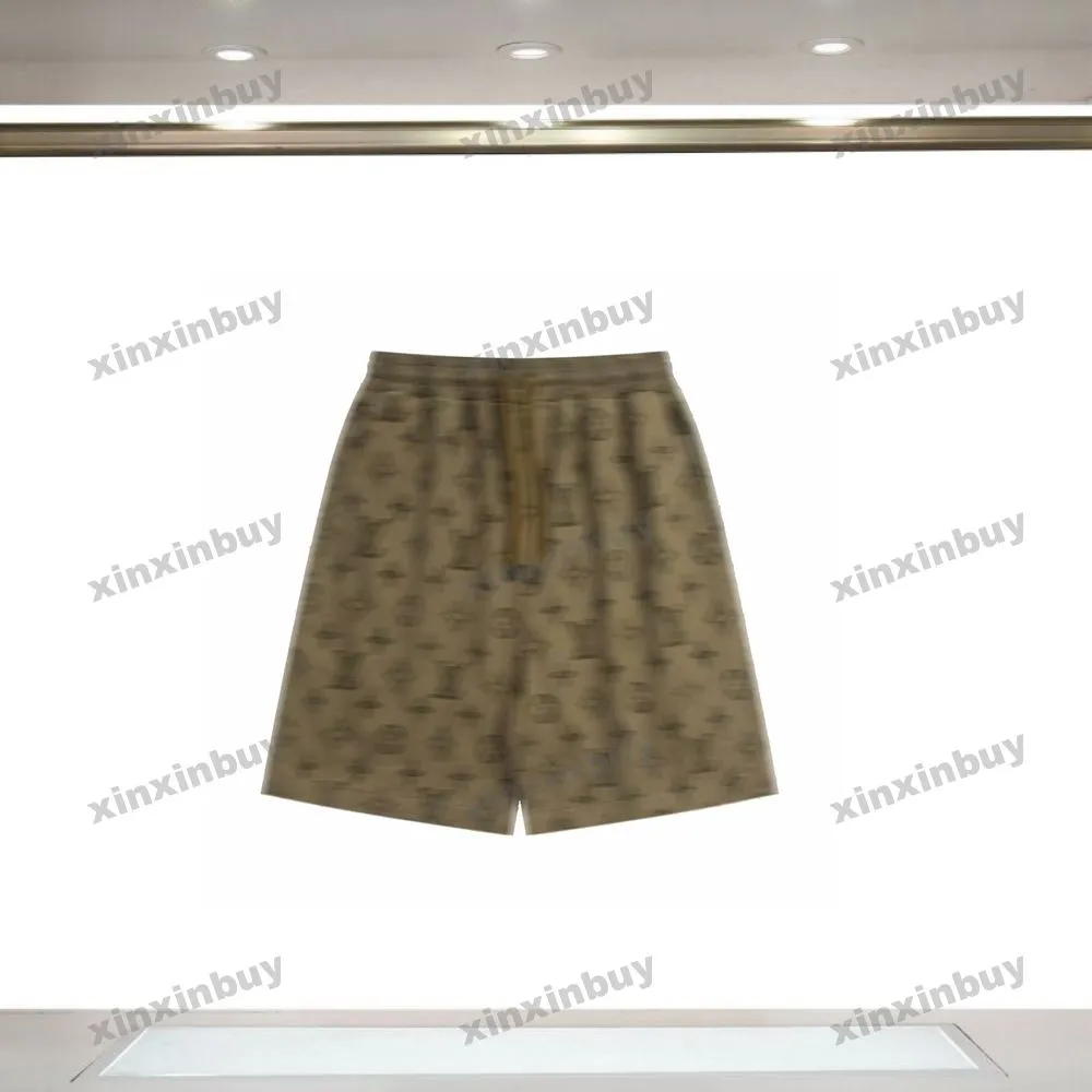 xinxinbuy 2024 hombres pantalones cortos de diseño de mujer tela corta blanca blanca marrón gris azul marrón xs-2xl nuevo