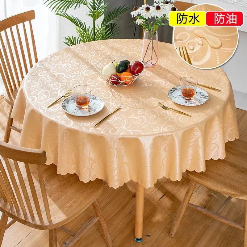 Tableau de table A78Champagne couleur étanche imperméable à l'huile anti-scalding nappe jetable El Restaurant Home Round Large